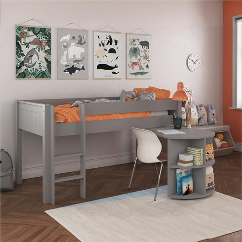 New Classic Midsleeper With Pull Out Desk Grey